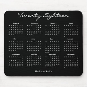 Simple Elegant Black 2018 Calendar Mouse Pad