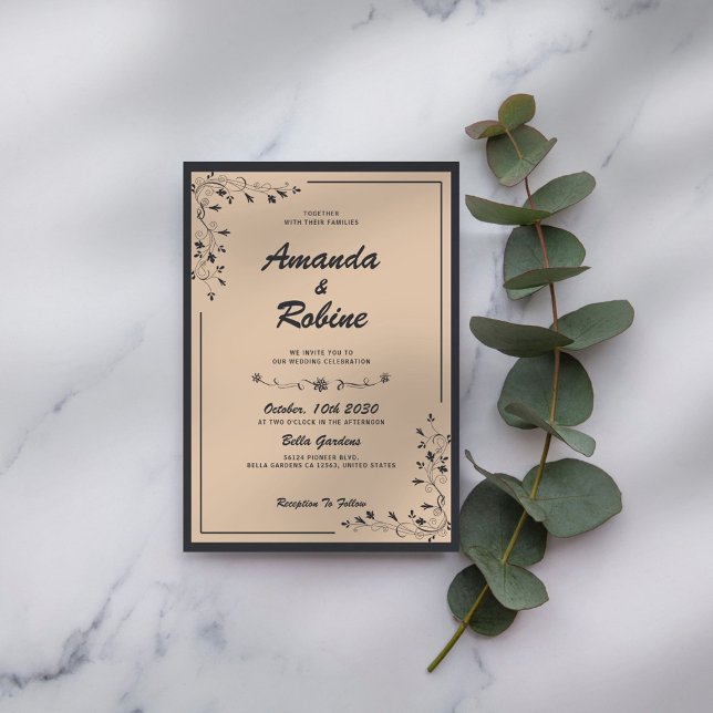 Simple Elegant Black and Cream Wedding Invitation (Creator Uploaded)