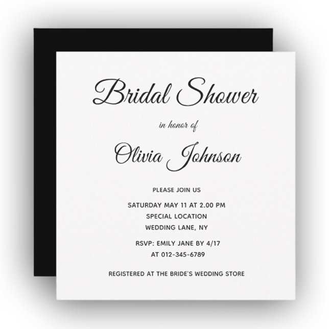 Simple Elegant Black and White Bridal Shower Invitation (Creator Uploaded)