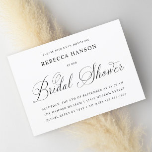 Simple Elegant Black and White Bridal Shower Invitation