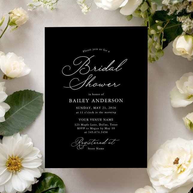 Simple Elegant Black and White Bridal Shower Invitation (Creator Uploaded)