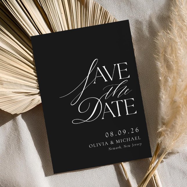 Simple Elegant Black and White Chic Wedding Save The Date (Creator Uploaded)