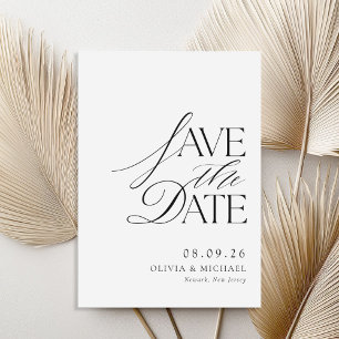 Simple Elegant Black and White Chic Wedding Save The Date