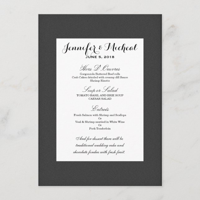 Simple Elegant Black and White Design Menu (Front)