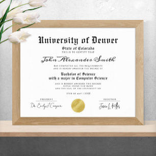 Simple Elegant Black And White Graduate Diploma Poster