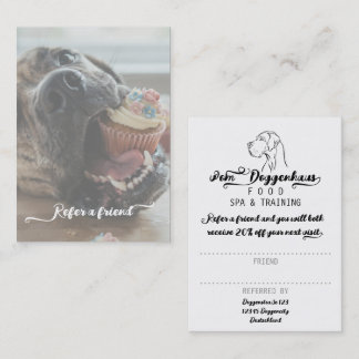 Simple Elegant Black and White Great Dane Referral Business Card