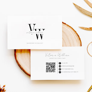 Simple Elegant Black and White Initials Business Card