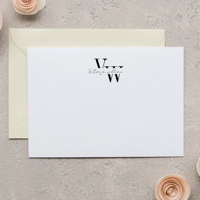 Simple Elegant Black and White Initials Card (Creator Uploaded)