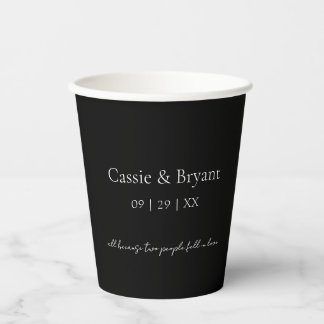 Simple Elegant Black and White Minimalist Wedding Paper Cups
