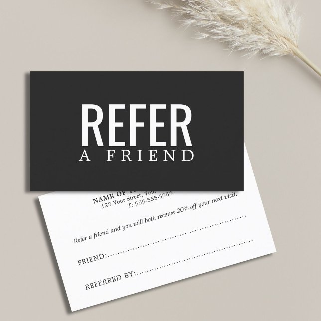 Simple Elegant Black and White Referral Card (Creator Uploaded)