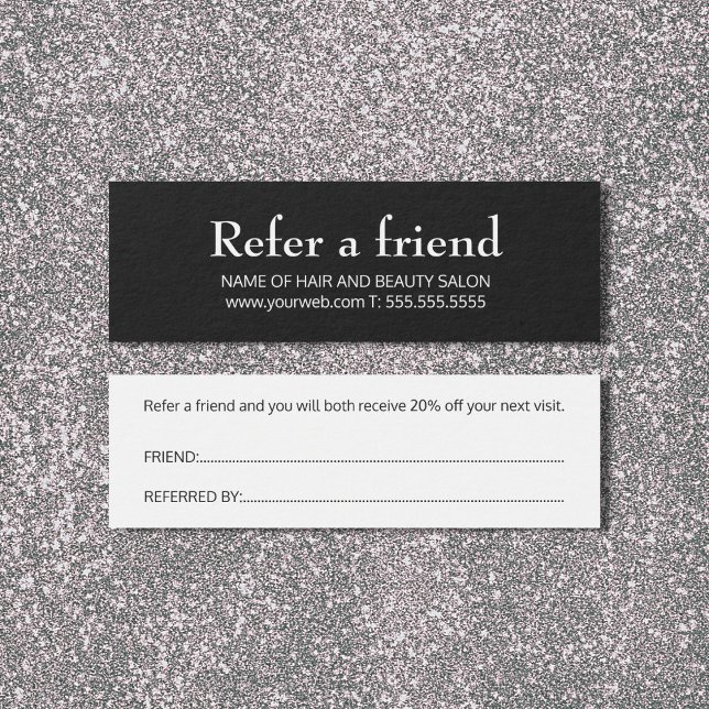 Simple Elegant Black and White Referral Card (Creator Uploaded)