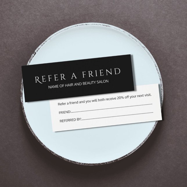 Simple Elegant Black and White Referral Card (Creator Uploaded)