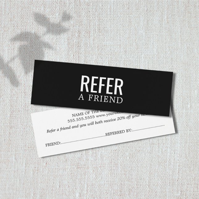 Simple Elegant Black and White Referral Card (Creator Uploaded)