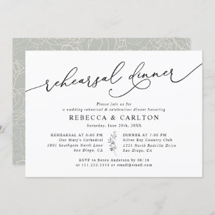 Simple Elegant Black and White Rehearsal Dinner Invitation