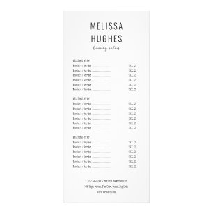 Simple Elegant Black and White Salon Service Menu