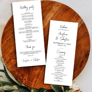 Simple Elegant Black and White Script Wedding Programme