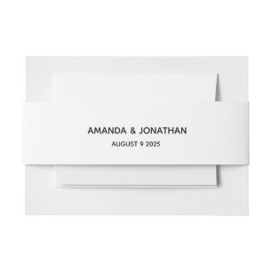 Simple Elegant Black and White Wedding Belly Band Invitation Belly Band