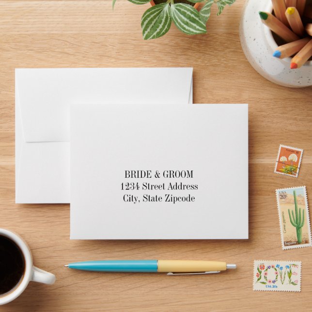 Simple Elegant Black and White Wedding Envelope (Desk)