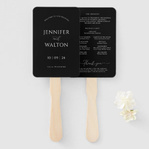 Simple Elegant black and white wedding Hand Fan