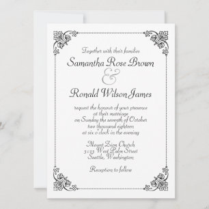 Simple Elegant Black and White Wedding Invitation
