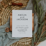Simple Elegant Black And White Wedding Invitation<br><div class="desc">This is an modern wedding invitation featuring minimalist layout and unique font. All colours are editable. // For matching designs, search "HARLOW" in the Sincerely By Nicole Zazzle store. * If you like this design but don't see it available for something you are looking for, please reach out to me...</div>