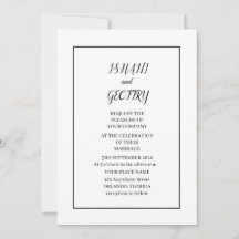 Simple Elegant Black and White Wedding Invitation
