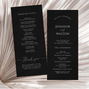 Simple Elegant black and white wedding Programme