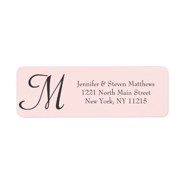 Simple Elegant Black Blush Pink Monogram Names (Front)