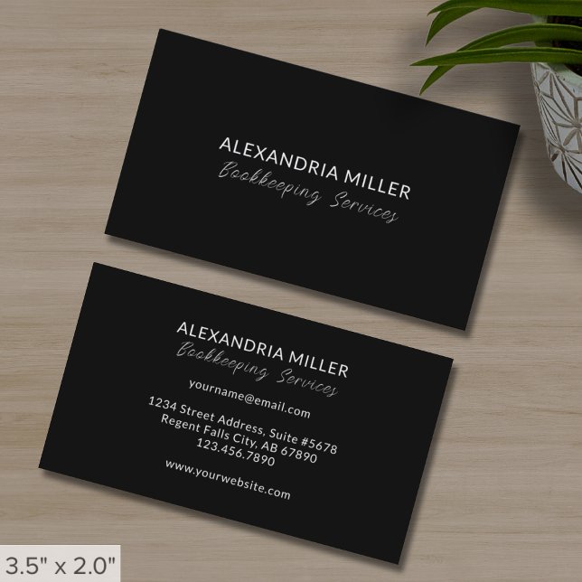 Simple Elegant Black Bookkeeping Business Card (Creator Uploaded)