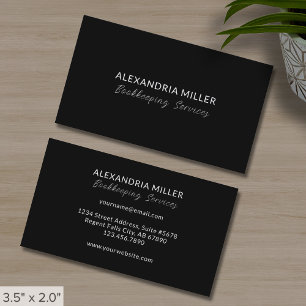 Simple Elegant Black Bookkeeping Business Card
