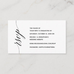 Simple Elegant Black Calligraphy, Dinner RSVP Enclosure Card