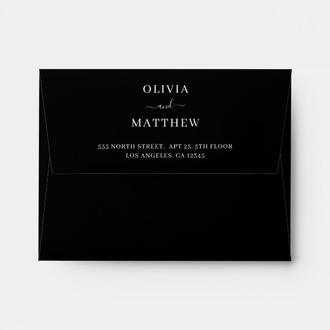 Simple Elegant Black Classic Minimalist Wedding Envelope (Back (Top Flap))
