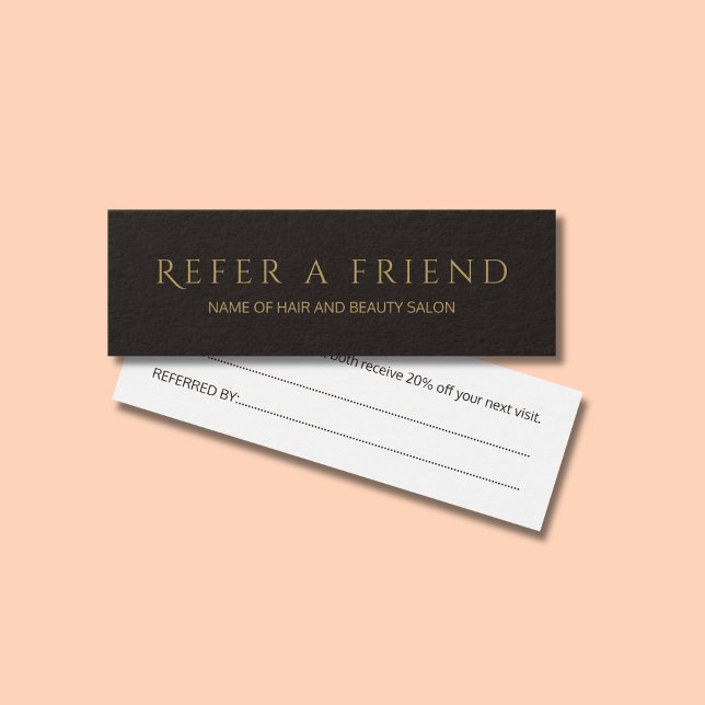 Simple Elegant Black Faux Gold Referral Card (Creator Uploaded)