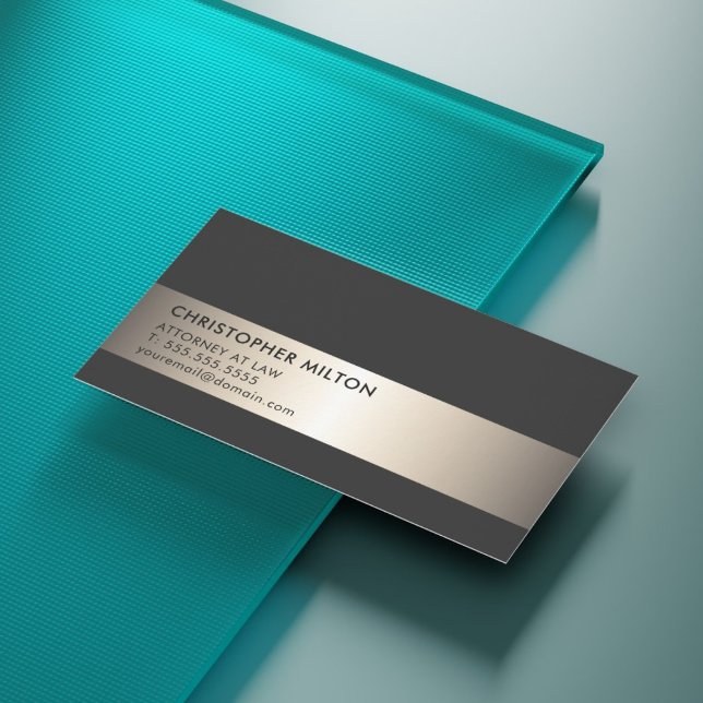 Simple Elegant Black Faux Metal Stripe Attorney Business Card (Creator Uploaded)