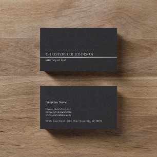 Simple Elegant Black Faux Silver Line Attorney Business Card