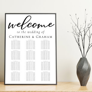 Simple Elegant Black Formal Wedding Seating Chart