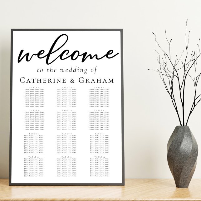 Simple Elegant Black Formal Wedding Seating Chart (Creator Uploaded)