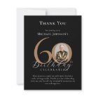 Simple Elegant Black Gold Photo 60th Birthday