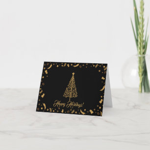 Simple Elegant Black Happy Holidays Christmas Card