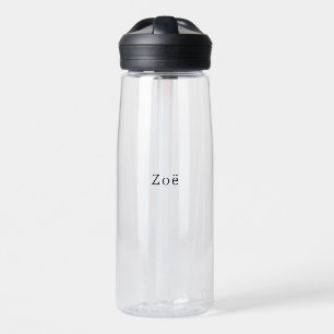 Simple Elegant Black Letters Personalised Name Water Bottle