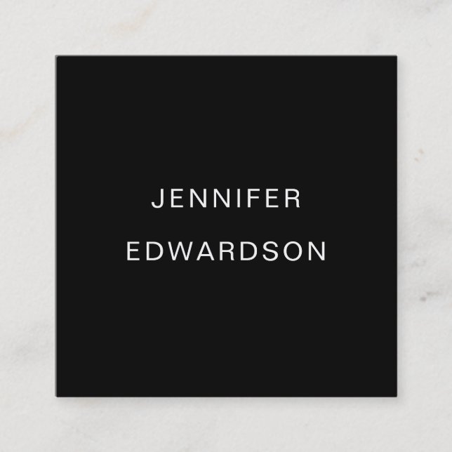 Simple elegant black minimalist professional squar square business card (Front)