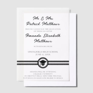 Simple Elegant Black Script Modern Graduation Vellum Invitations