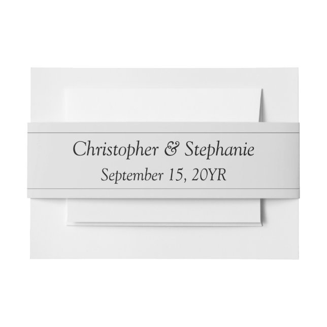 Simple Elegant Black Script Personalizable Wedding Invitation Belly Band (Front Example)