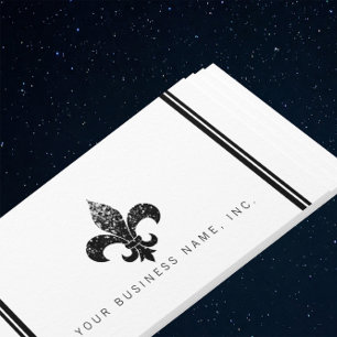 Simple Elegant Black Sequined Fleur De Lis Business Card