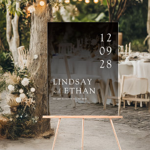 Simple Elegant Black Transparent Wedding Acrylic Sign