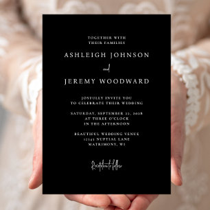 Simple Elegant Black Wedding Invitation