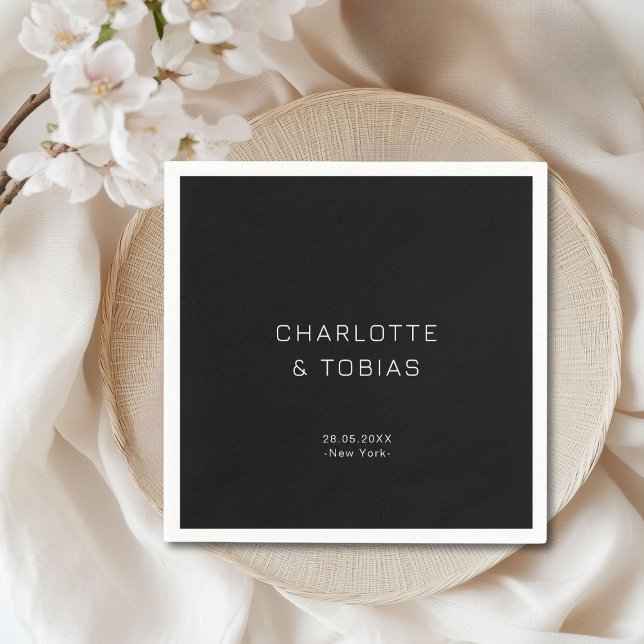 Simple elegant black wedding napkin (Simple, elegant wedding napkins)