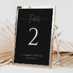 Simple Elegant black wedding Table Number<br><div class="desc">Coordinate your reception with Simple Elegant Black Table Numbers. Maintain a consistent look with a black background,  classic serif lettering,  and personalised custom names,  providing an elegant and organised touch to each table.</div>