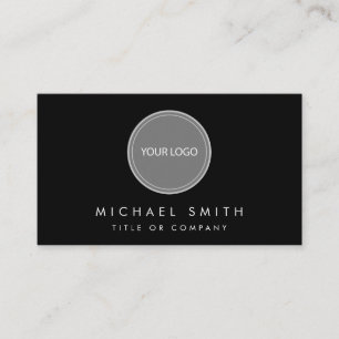 Simple Elegant black white Add your custom logo Business Card