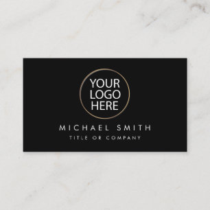 Simple Elegant black white Add your custom logo    Business Card